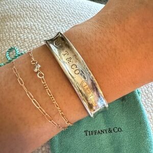 Size Small 6.25" Tiffany & Co 1837 Wide Cuff Bracelet Sterling Silver Authentic